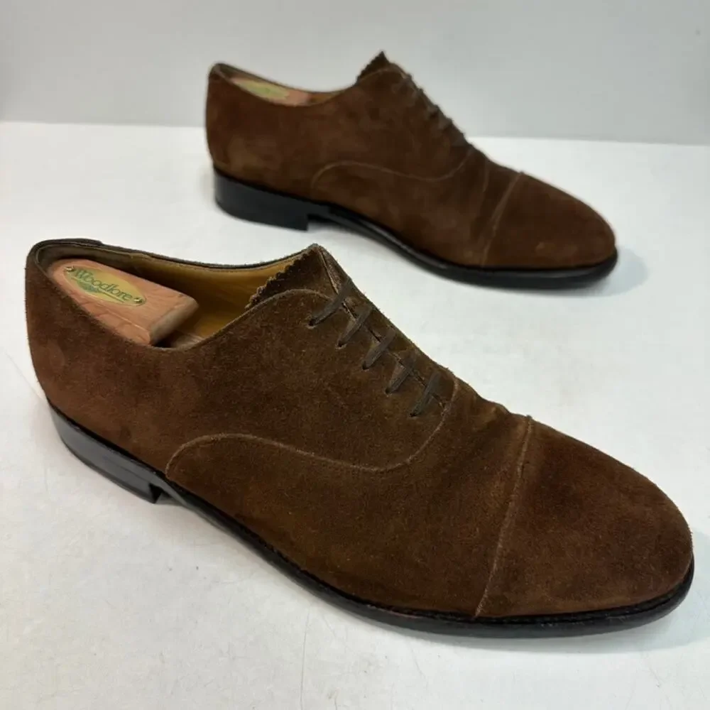 NEW HEELS Morjas The Oxford Snuff Suede Cap Toe Handmade in Spain EUC US 11.5